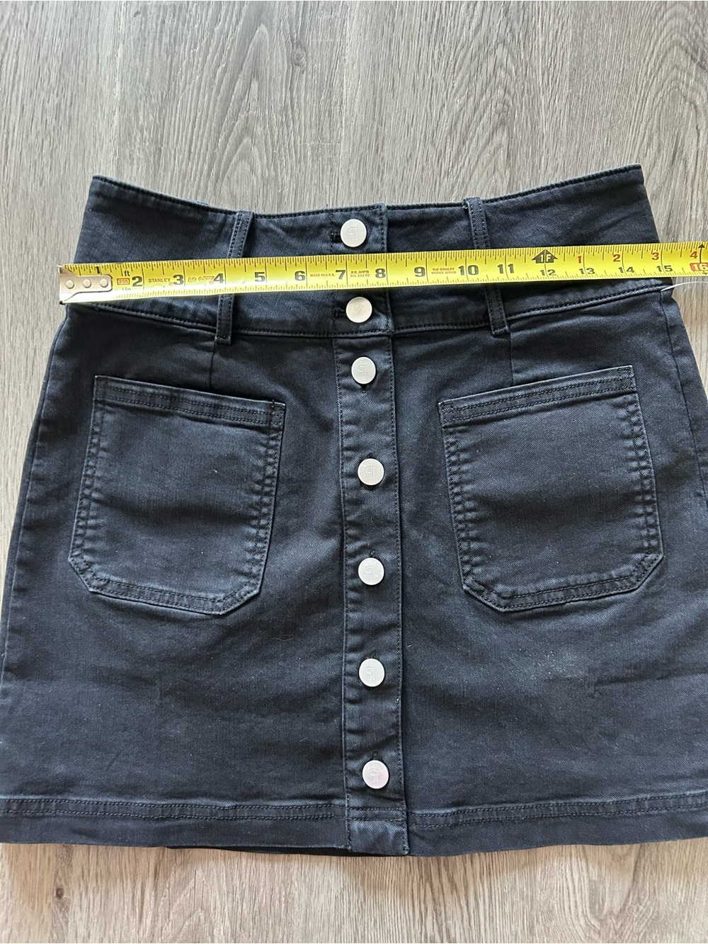 Dark Denim Skirt from Anthropology with Button-Front and Pockets - Picture 6 of 10